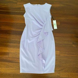 NWT! Calvin Klein Ruffle-Trim Scuba Sheath Dress 4Petite